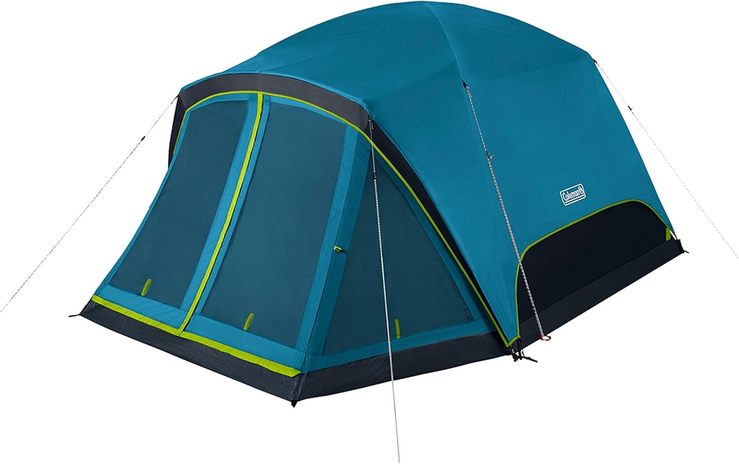imageColeman Skydome Dark Room Camping Tent with Screen Porch ampamp 5Minute Setup Weatherproof 46 Person Tent Blocks 90 of Sunlight Rainfly ampamp Carry Bag Included Made of PFASFree MaterialsPfasfree