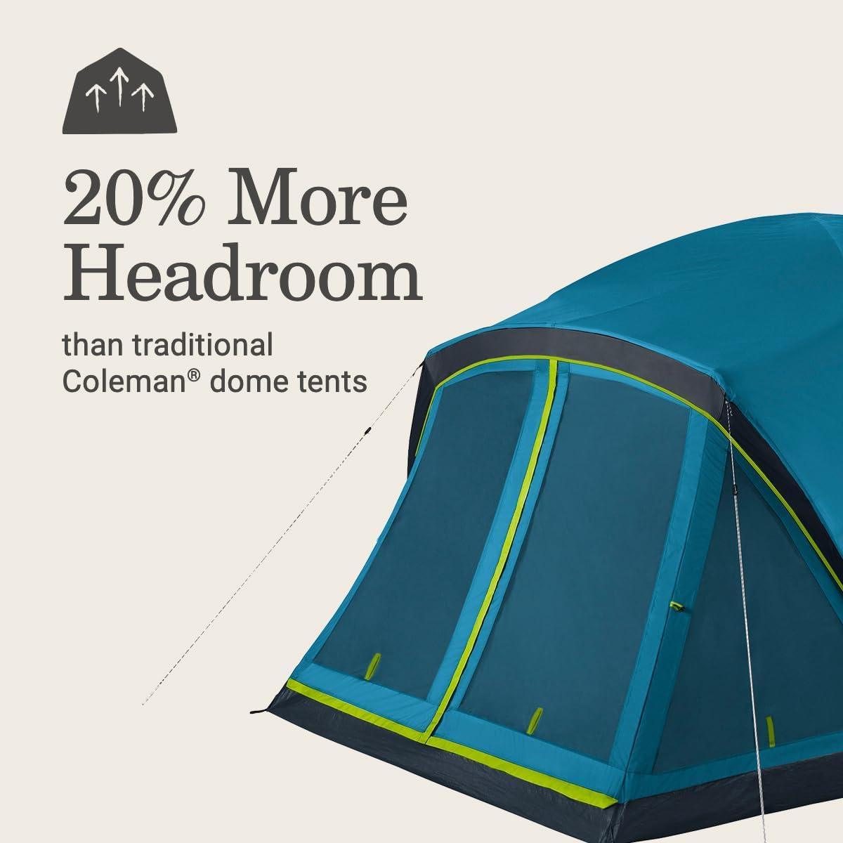 imageColeman Skydome Dark Room Camping Tent with Screen Porch ampamp 5Minute Setup Weatherproof 46 Person Tent Blocks 90 of Sunlight Rainfly ampamp Carry Bag Included Made of PFASFree MaterialsPfasfree