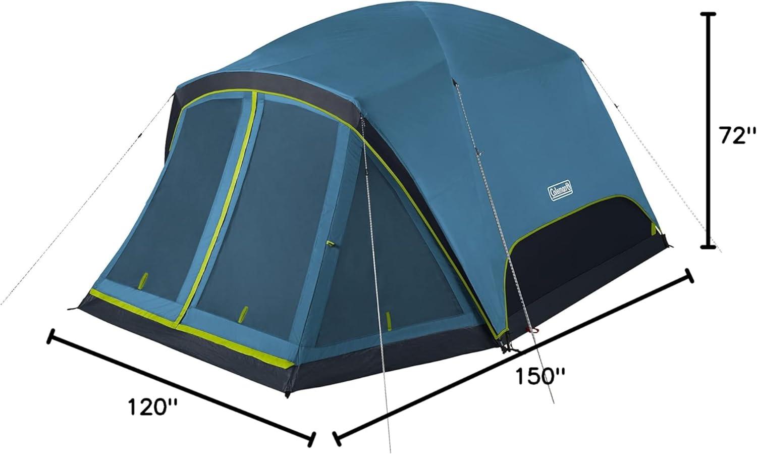imageColeman Skydome Dark Room Camping Tent with Screen Porch ampamp 5Minute Setup Weatherproof 46 Person Tent Blocks 90 of Sunlight Rainfly ampamp Carry Bag Included Made of PFASFree MaterialsContains Pfas