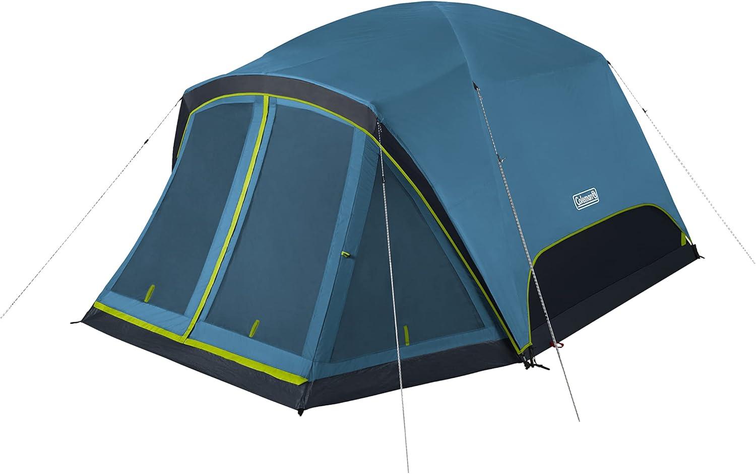 imageColeman Skydome Dark Room Camping Tent with Screen Porch ampamp 5Minute Setup Weatherproof 46 Person Tent Blocks 90 of Sunlight Rainfly ampamp Carry Bag Included Made of PFASFree MaterialsContains Pfas