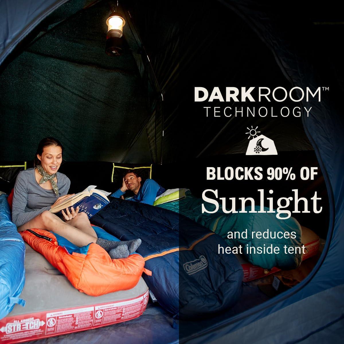 imageColeman Skydome Dark Room Camping Tent with Screen Porch ampamp 5Minute Setup Weatherproof 46 Person Tent Blocks 90 of Sunlight Rainfly ampamp Carry Bag Included Made of PFASFree MaterialsPfasfree