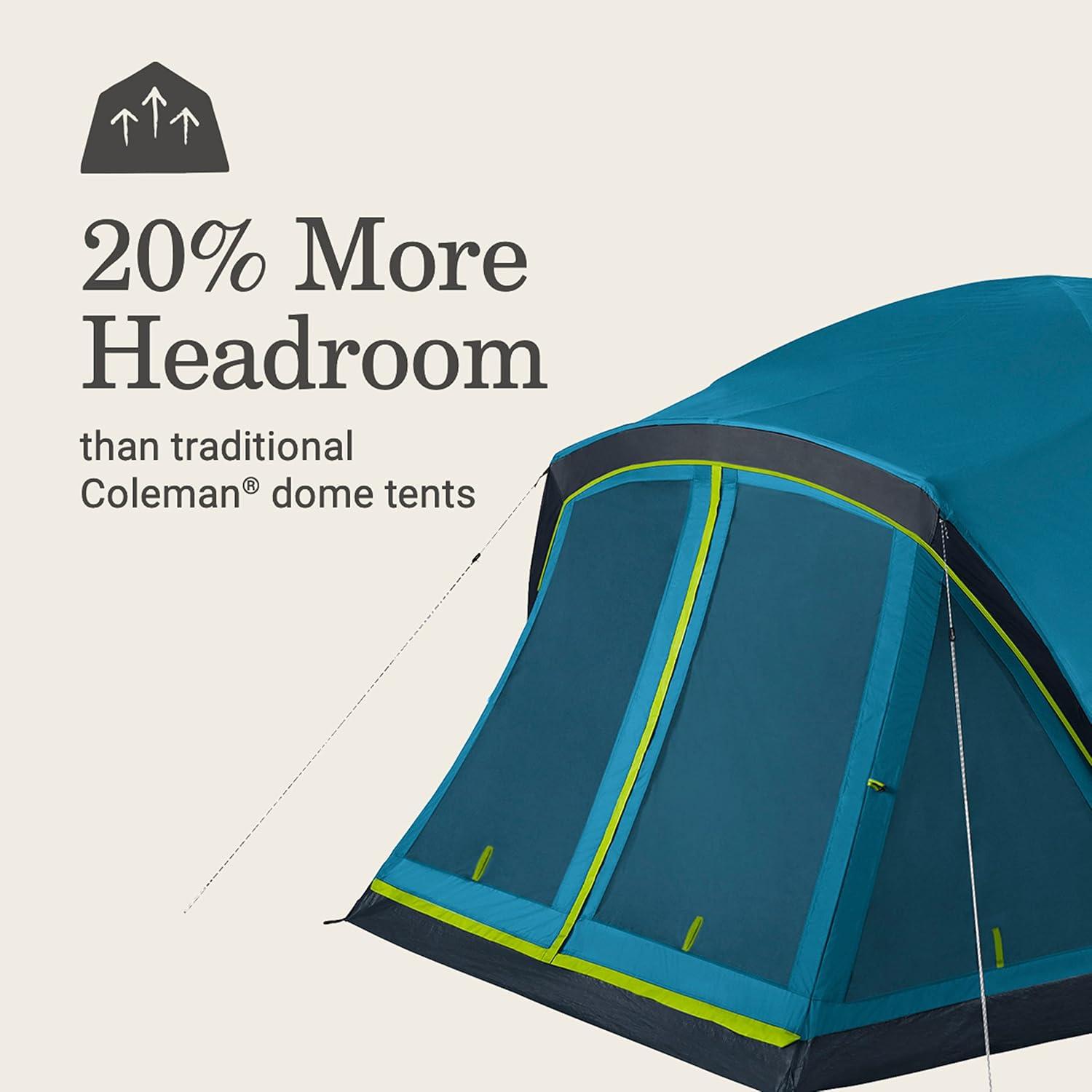 imageColeman Skydome Dark Room Camping Tent with Screen Porch ampamp 5Minute Setup Weatherproof 46 Person Tent Blocks 90 of Sunlight Rainfly ampamp Carry Bag Included Made of PFASFree MaterialsContains Pfas