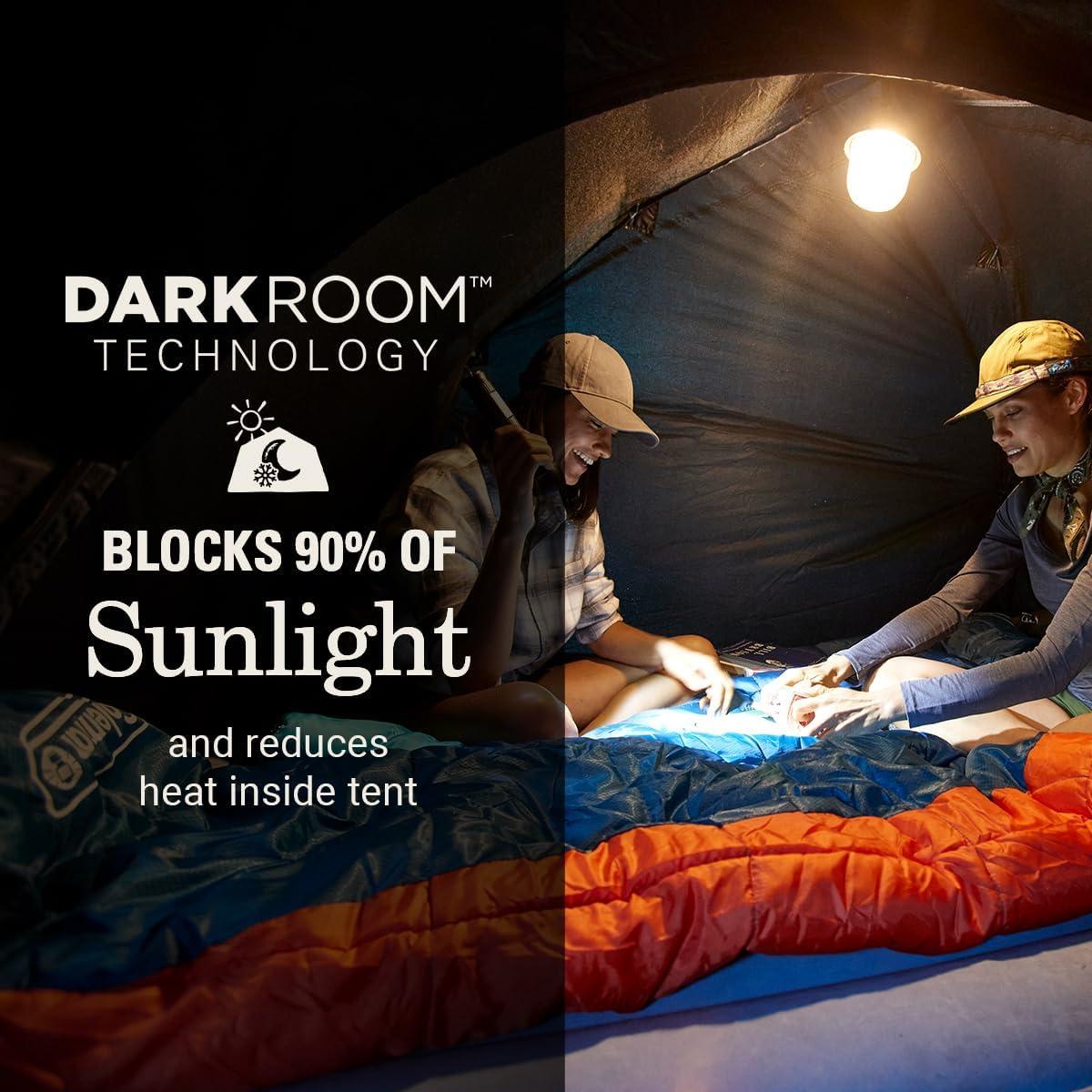 imageColeman Skydome Dark Room Camping Tent with Screen Porch ampamp 5Minute Setup Weatherproof 46 Person Tent Blocks 90 of Sunlight Rainfly ampamp Carry Bag Included Made of PFASFree MaterialsPfasfree
