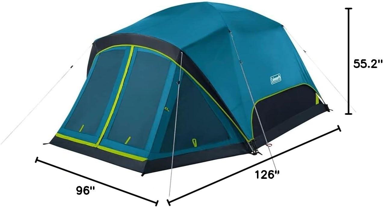 imageColeman Skydome Dark Room Camping Tent with Screen Porch ampamp 5Minute Setup Weatherproof 46 Person Tent Blocks 90 of Sunlight Rainfly ampamp Carry Bag Included Made of PFASFree MaterialsContains Pfas