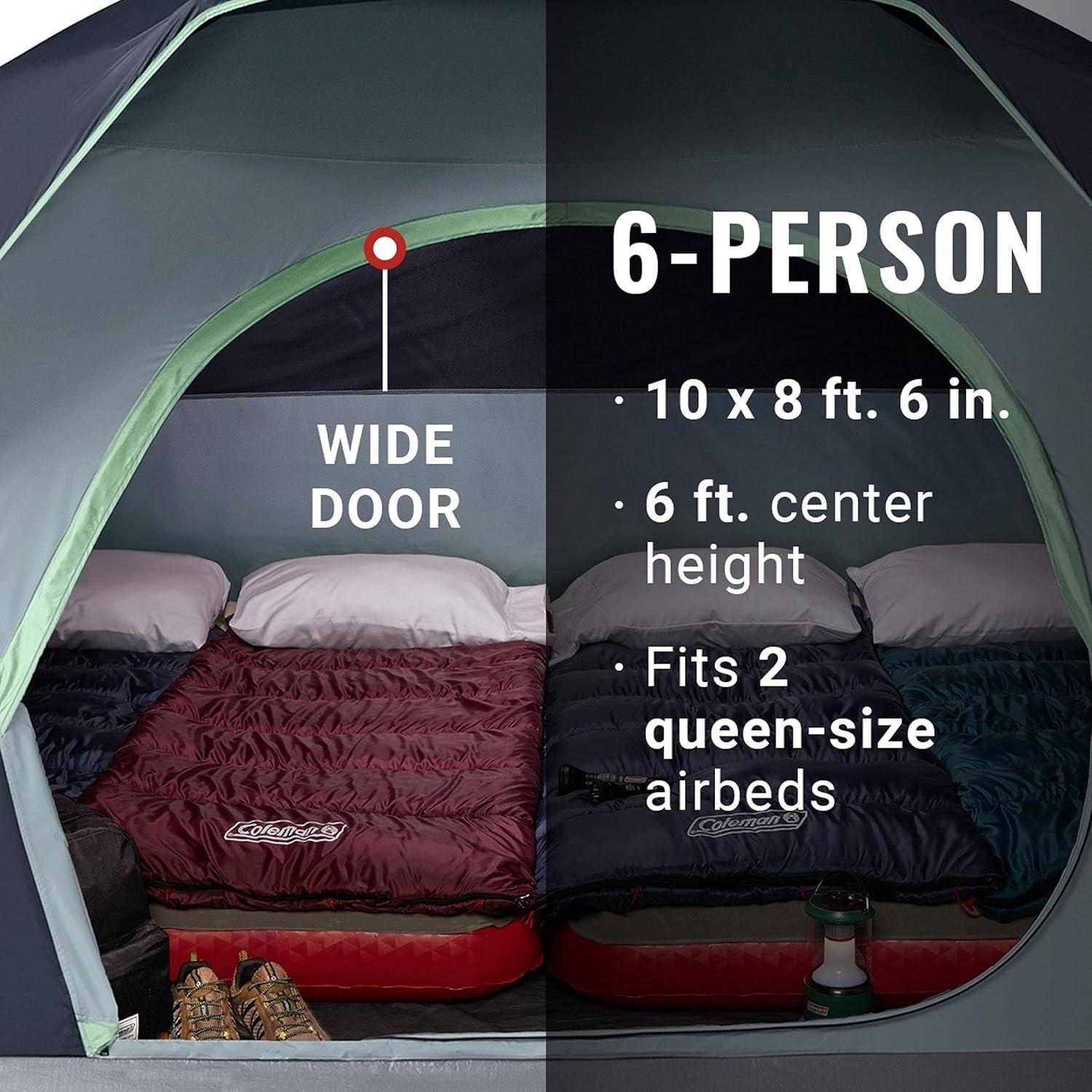 imageColeman Skydome Tent with 5 Minute Setup 2468Person Weatherproof Tent with Rainfly ampamp Carry Bag 20 More Headroom Than Traditional CanopiesBlue