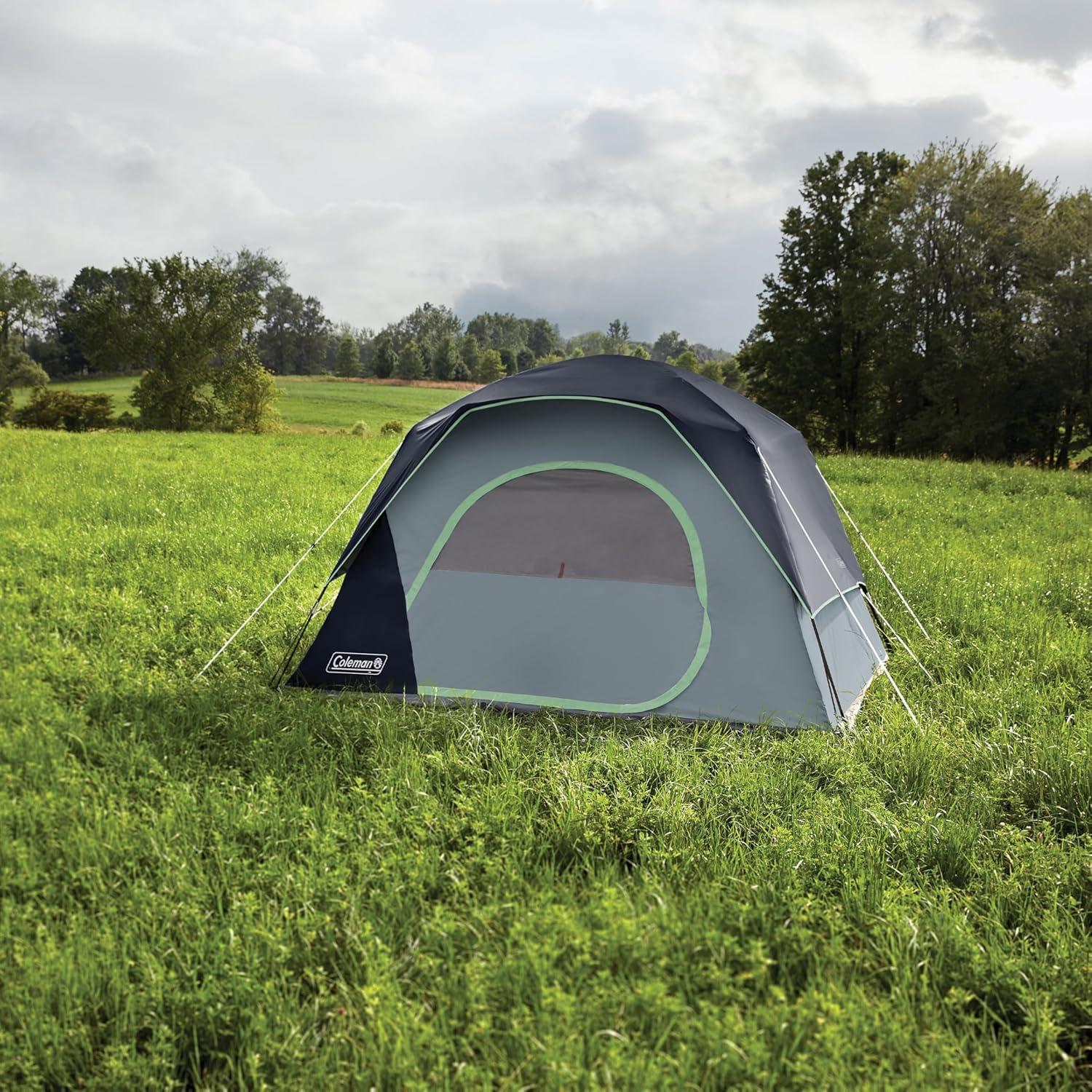 imageColeman Skydome Tent with 5 Minute Setup 2468Person Weatherproof Tent with Rainfly ampamp Carry Bag 20 More Headroom Than Traditional CanopiesBlue
