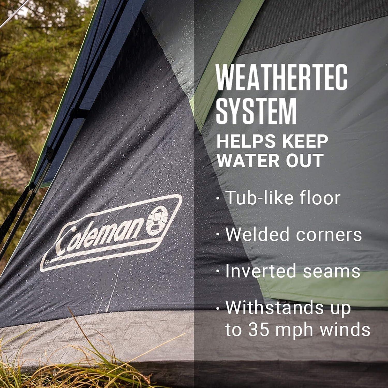 imageColeman Skydome Tent with 5 Minute Setup 2468Person Weatherproof Tent with Rainfly ampamp Carry Bag 20 More Headroom Than Traditional CanopiesBlue