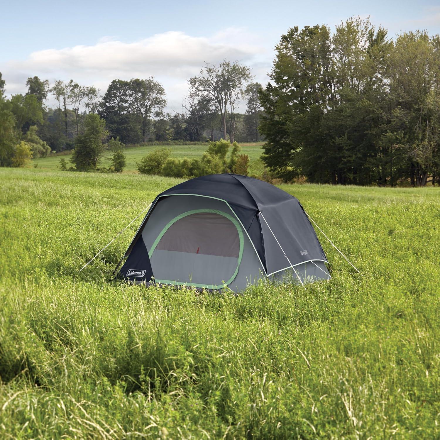 imageColeman Skydome Tent with 5 Minute Setup 2468Person Weatherproof Tent with Rainfly ampamp Carry Bag 20 More Headroom Than Traditional CanopiesBlue