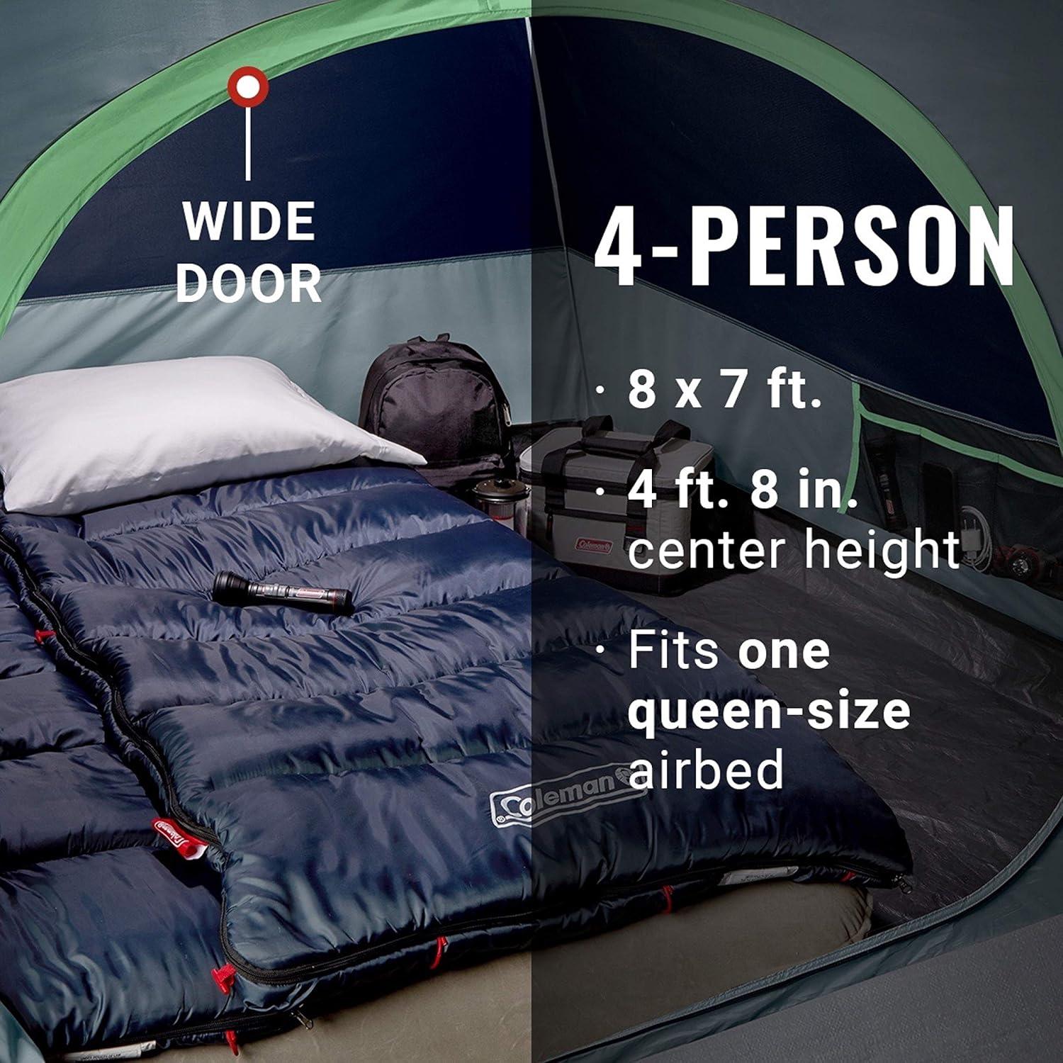 imageColeman Skydome Tent with 5 Minute Setup 2468Person Weatherproof Tent with Rainfly ampamp Carry Bag 20 More Headroom Than Traditional CanopiesBlue