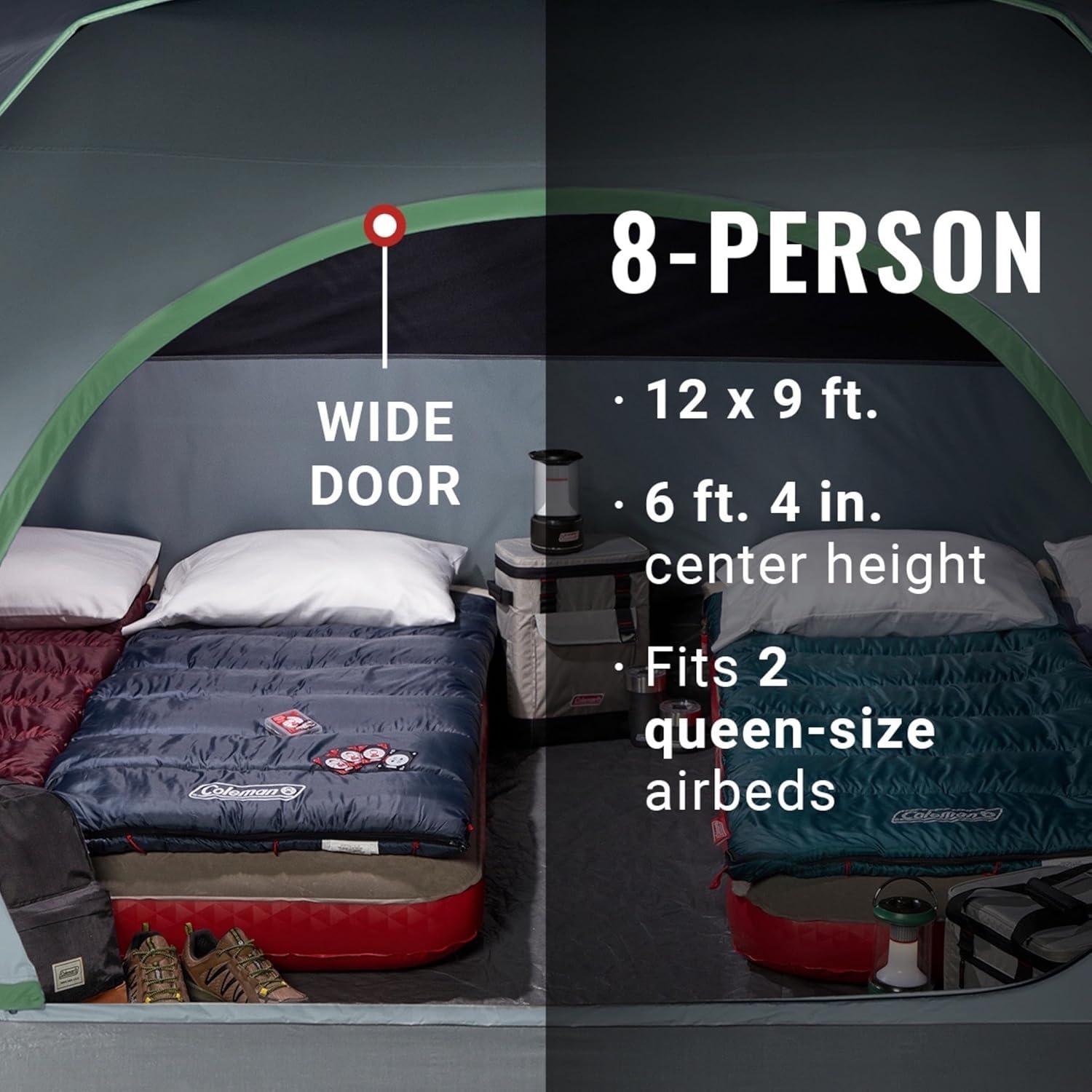 imageColeman Skydome Tent with 5 Minute Setup 2468Person Weatherproof Tent with Rainfly ampamp Carry Bag 20 More Headroom Than Traditional CanopiesBlue