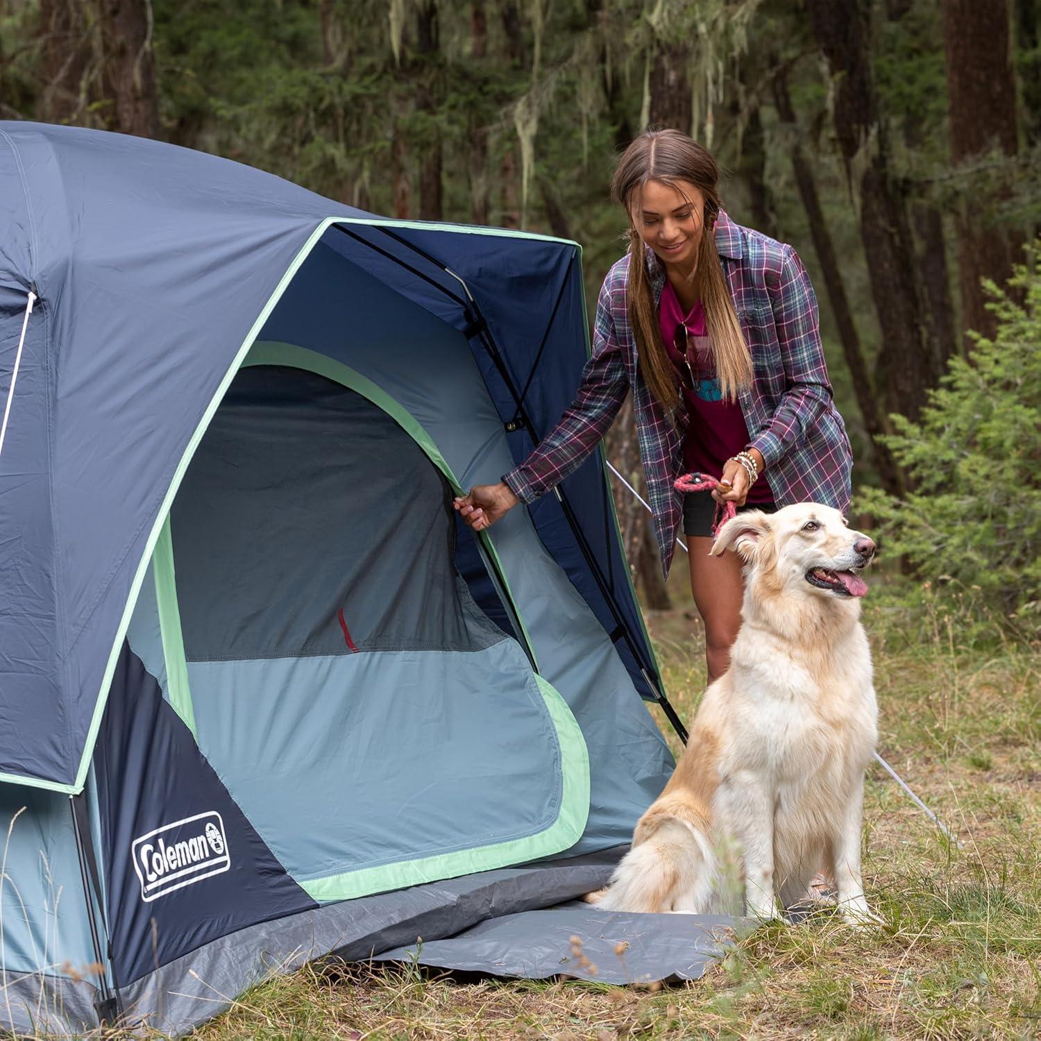 imageColeman Skydome Tent with 5 Minute Setup 2468Person Weatherproof Tent with Rainfly ampamp Carry Bag 20 More Headroom Than Traditional CanopiesBlue