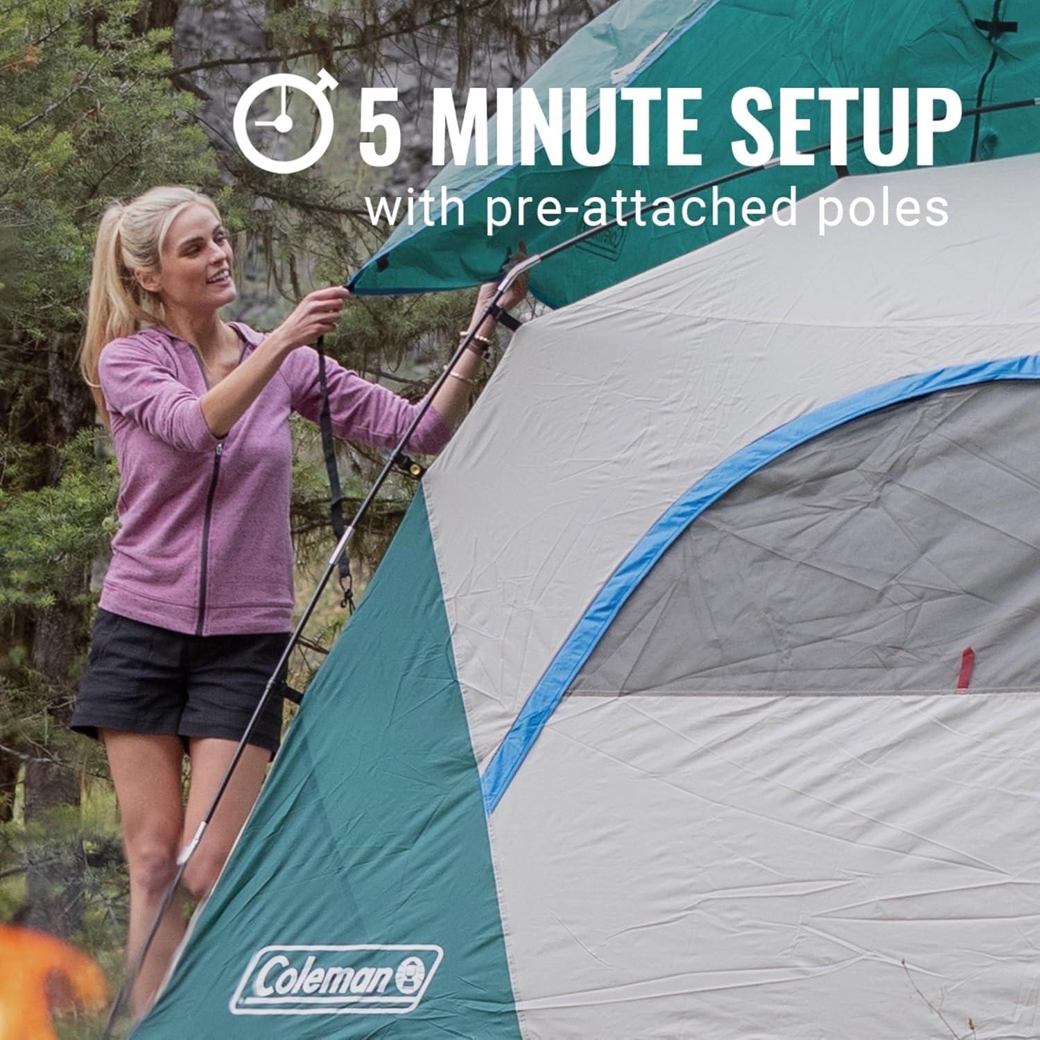 imageColeman Skydome Tent with 5 Minute Setup 2468Person Weatherproof Tent with Rainfly ampamp Carry Bag 20 More Headroom Than Traditional CanopiesEvergreen