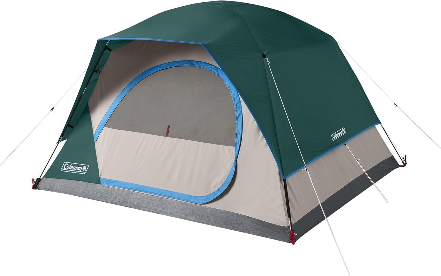 imageColeman Skydome Tent with 5 Minute Setup 2468Person Weatherproof Tent with Rainfly ampamp Carry Bag 20 More Headroom Than Traditional CanopiesEvergreen
