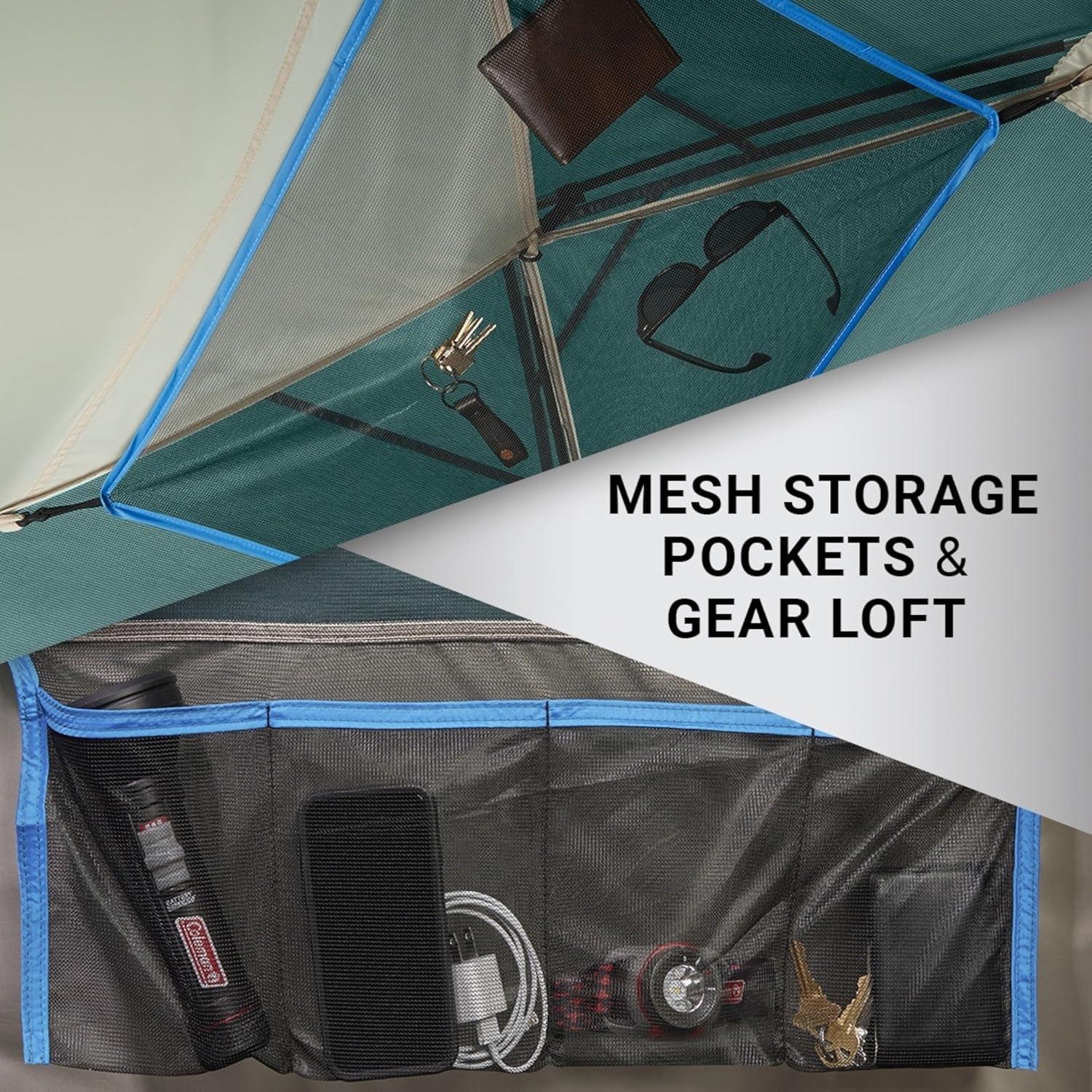 imageColeman Skydome Tent with 5 Minute Setup 2468Person Weatherproof Tent with Rainfly ampamp Carry Bag 20 More Headroom Than Traditional CanopiesEvergreen
