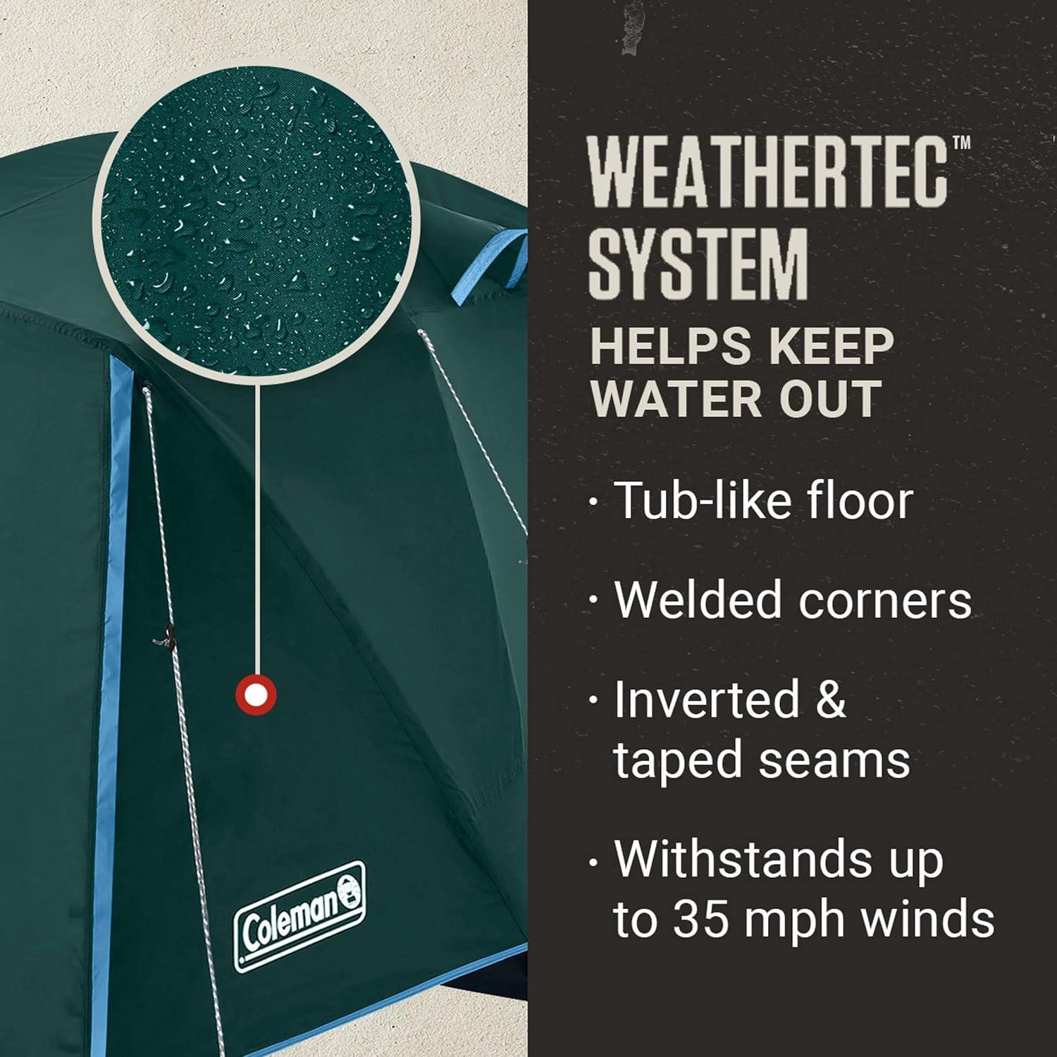 imageColeman Skydome Tent with FullFly Weather Vestibule Weatherproof 46 Person Tent Sets Up in 5 Minutes ampamp Protects from Water 20 More Headroom Than Traditional SheltersContains PFAS