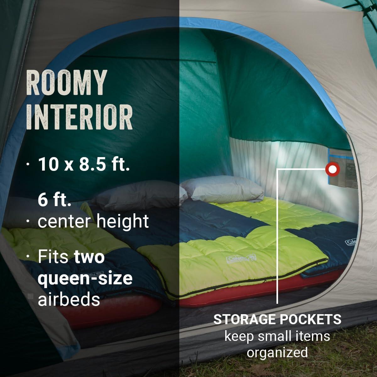 imageColeman Skydome Tent with FullFly Weather Vestibule Weatherproof 46 Person Tent Sets Up in 5 Minutes ampamp Protects from Water 20 More Headroom Than Traditional SheltersPFASFree