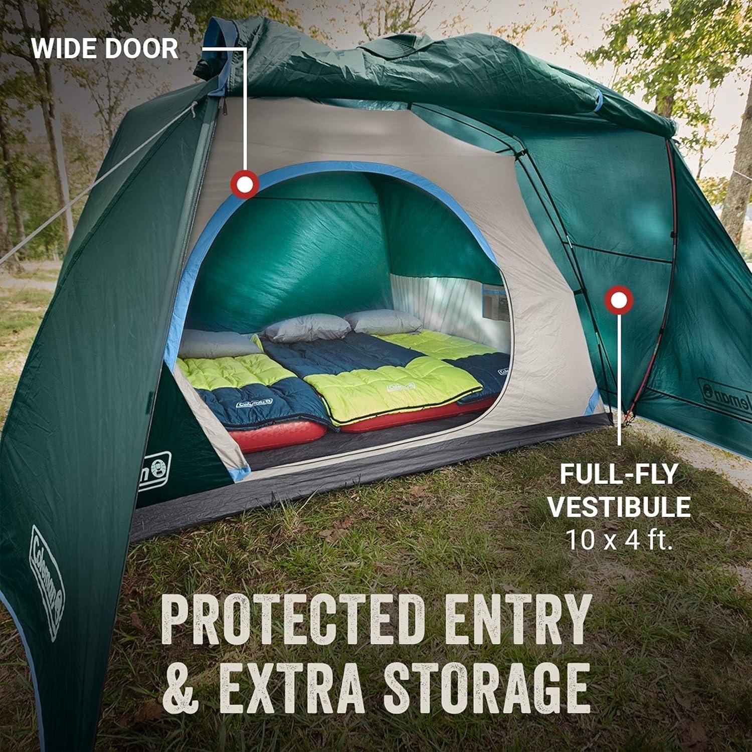 imageColeman Skydome Tent with FullFly Weather Vestibule Weatherproof 46 Person Tent Sets Up in 5 Minutes ampamp Protects from Water 20 More Headroom Than Traditional SheltersContains PFAS
