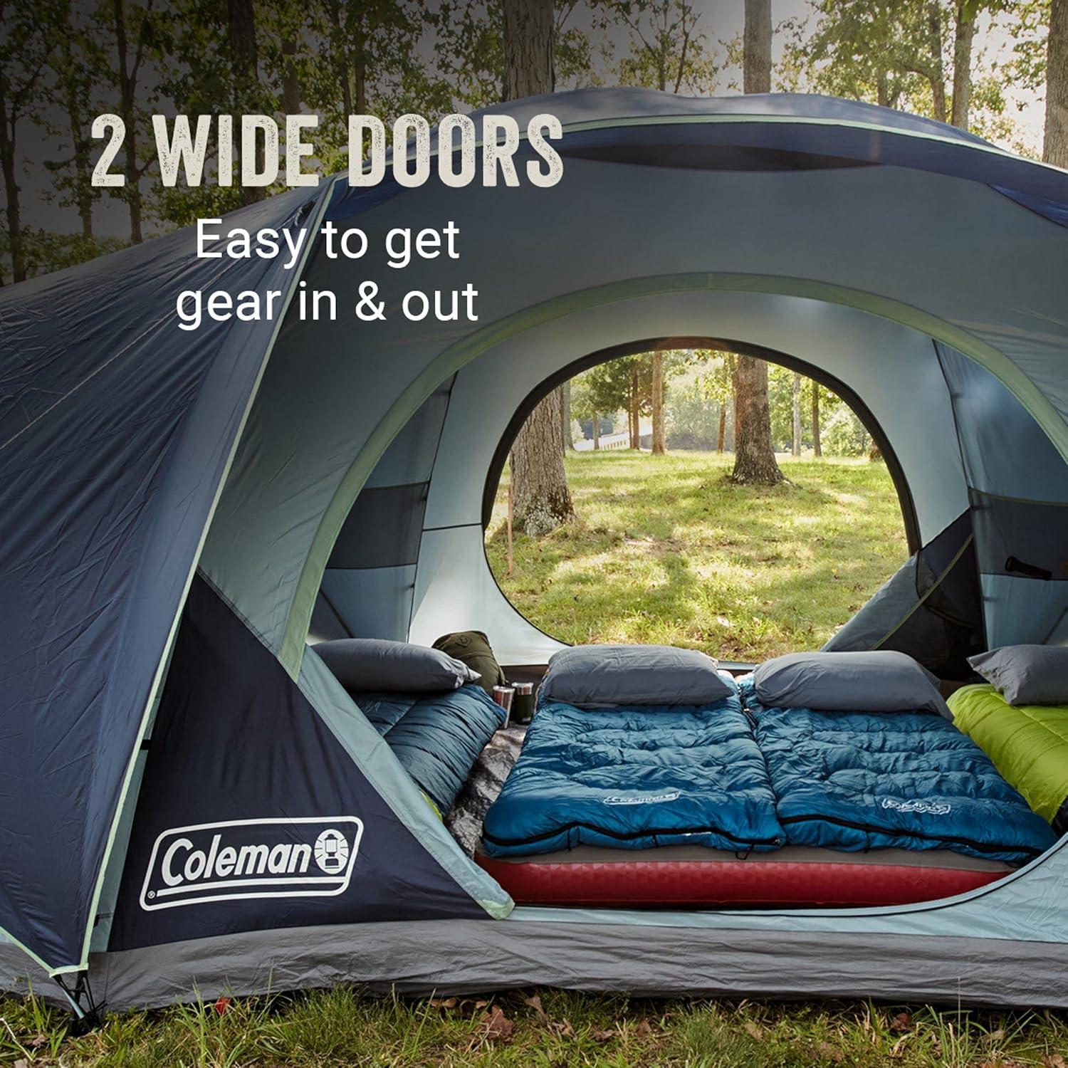 imageColeman Skydome XL Large Family Tent with 5 Minute Setup Weatherproof 812 Person Tent with Rainfly ampamp Carry Bag Fits Multiple Queen Airbeds Made of PFASFree MaterialsContains Pfas