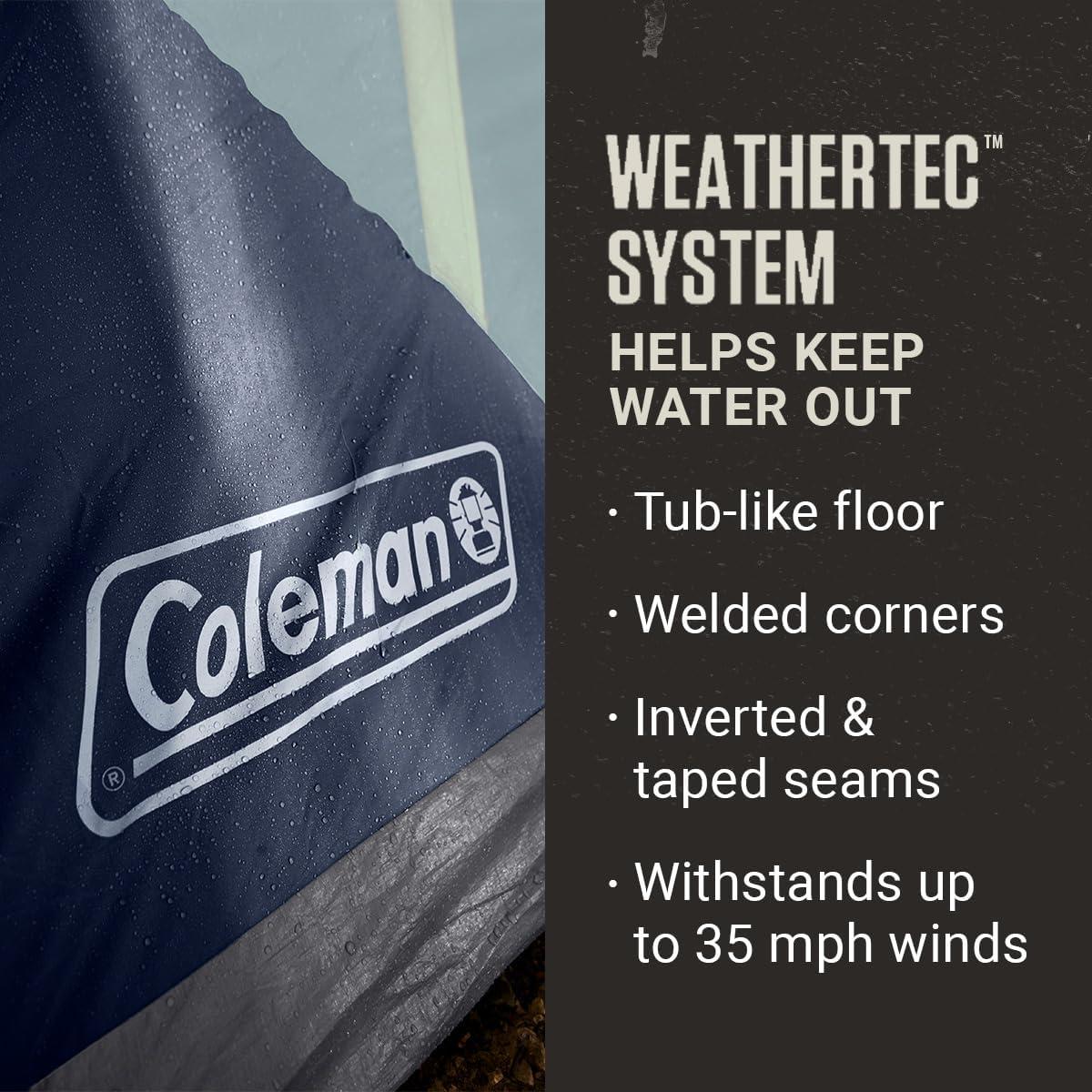 imageColeman Skydome XL Large Family Tent with 5 Minute Setup Weatherproof 812 Person Tent with Rainfly ampamp Carry Bag Fits Multiple Queen Airbeds Made of PFASFree MaterialsPfasfree