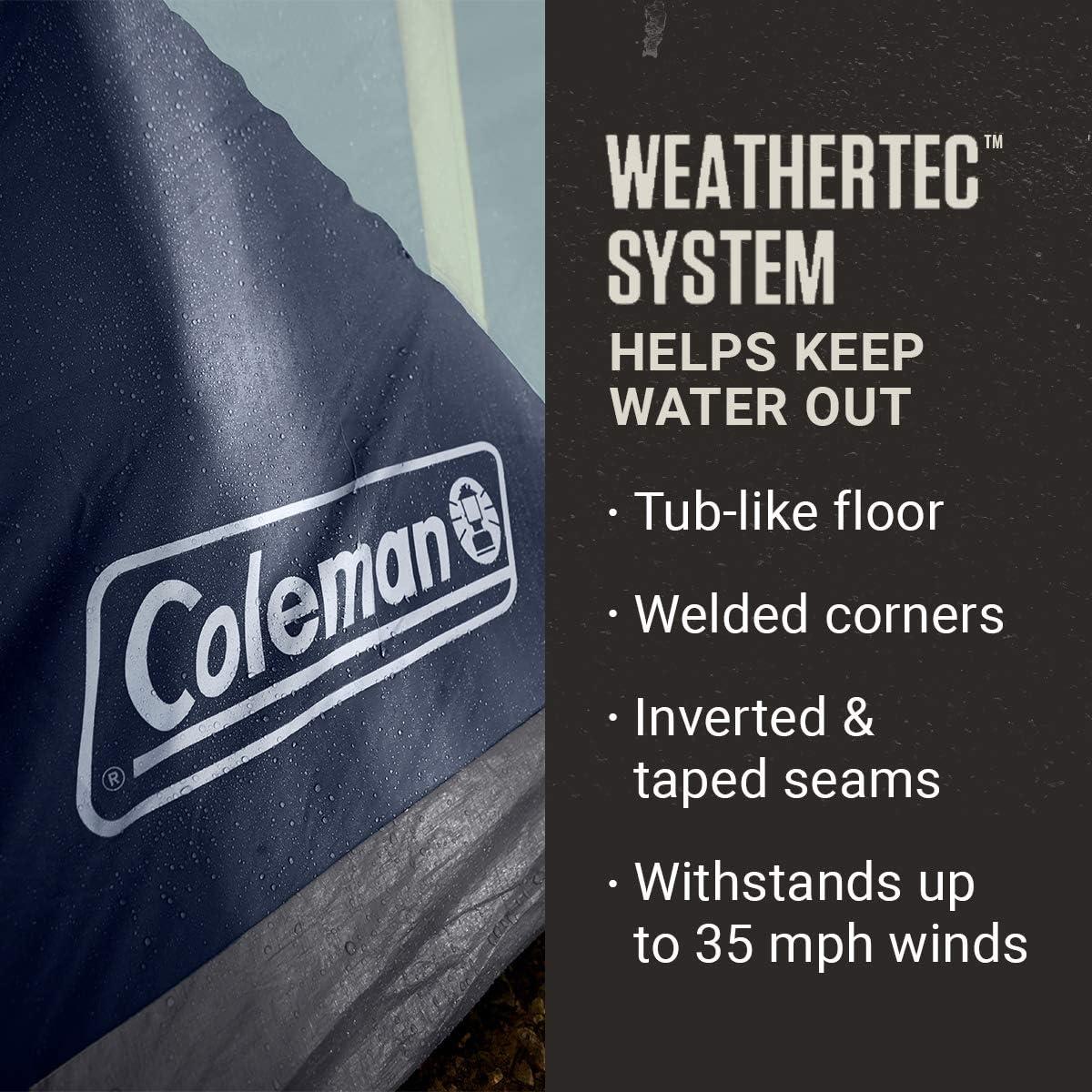 imageColeman Skydome XL Large Family Tent with 5 Minute Setup Weatherproof 812 Person Tent with Rainfly ampamp Carry Bag Fits Multiple Queen Airbeds Made of PFASFree MaterialsContains Pfas