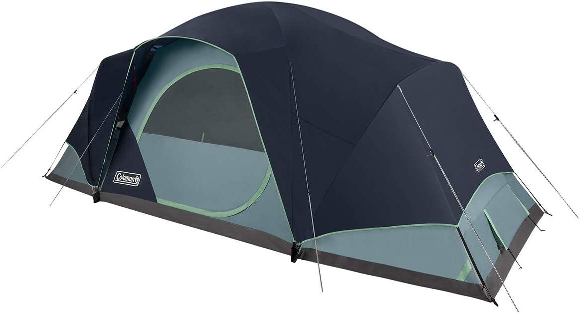 imageColeman Skydome XL Large Family Tent with 5 Minute Setup Weatherproof 812 Person Tent with Rainfly ampamp Carry Bag Fits Multiple Queen Airbeds Made of PFASFree MaterialsContains Pfas