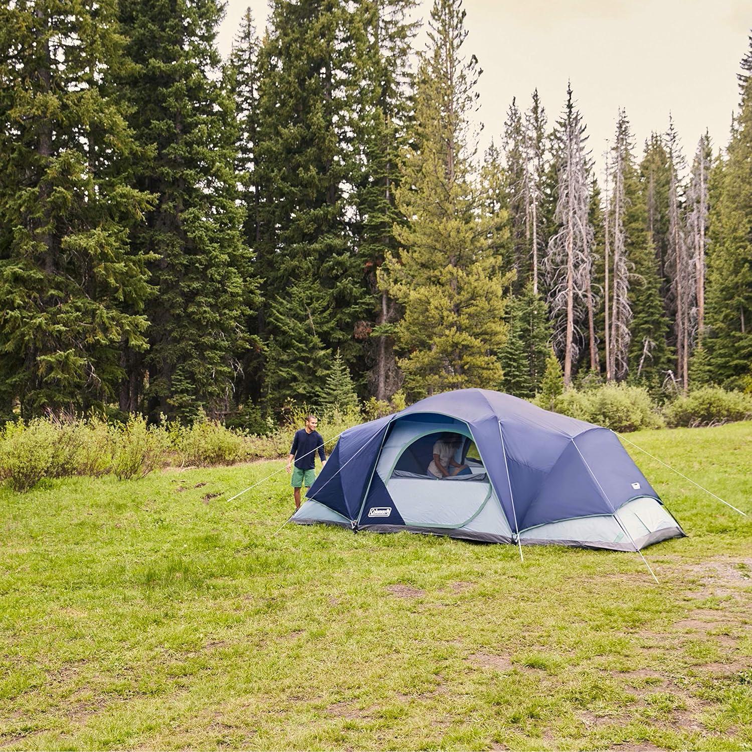 imageColeman Skydome XL Large Family Tent with 5 Minute Setup Weatherproof 812 Person Tent with Rainfly ampamp Carry Bag Fits Multiple Queen Airbeds Made of PFASFree MaterialsContains Pfas