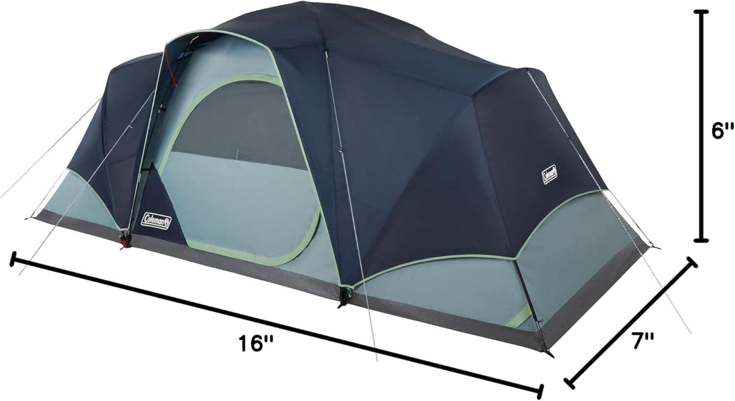 imageColeman Skydome XL Large Family Tent with 5 Minute Setup Weatherproof 812 Person Tent with Rainfly ampamp Carry Bag Fits Multiple Queen Airbeds Made of PFASFree MaterialsContains Pfas
