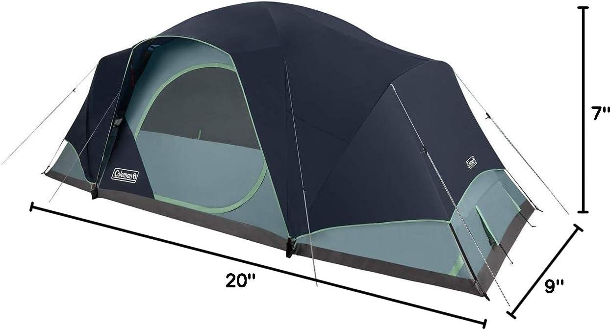 imageColeman Skydome XL Large Family Tent with 5 Minute Setup Weatherproof 812 Person Tent with Rainfly ampamp Carry Bag Fits Multiple Queen Airbeds Made of PFASFree MaterialsContains Pfas