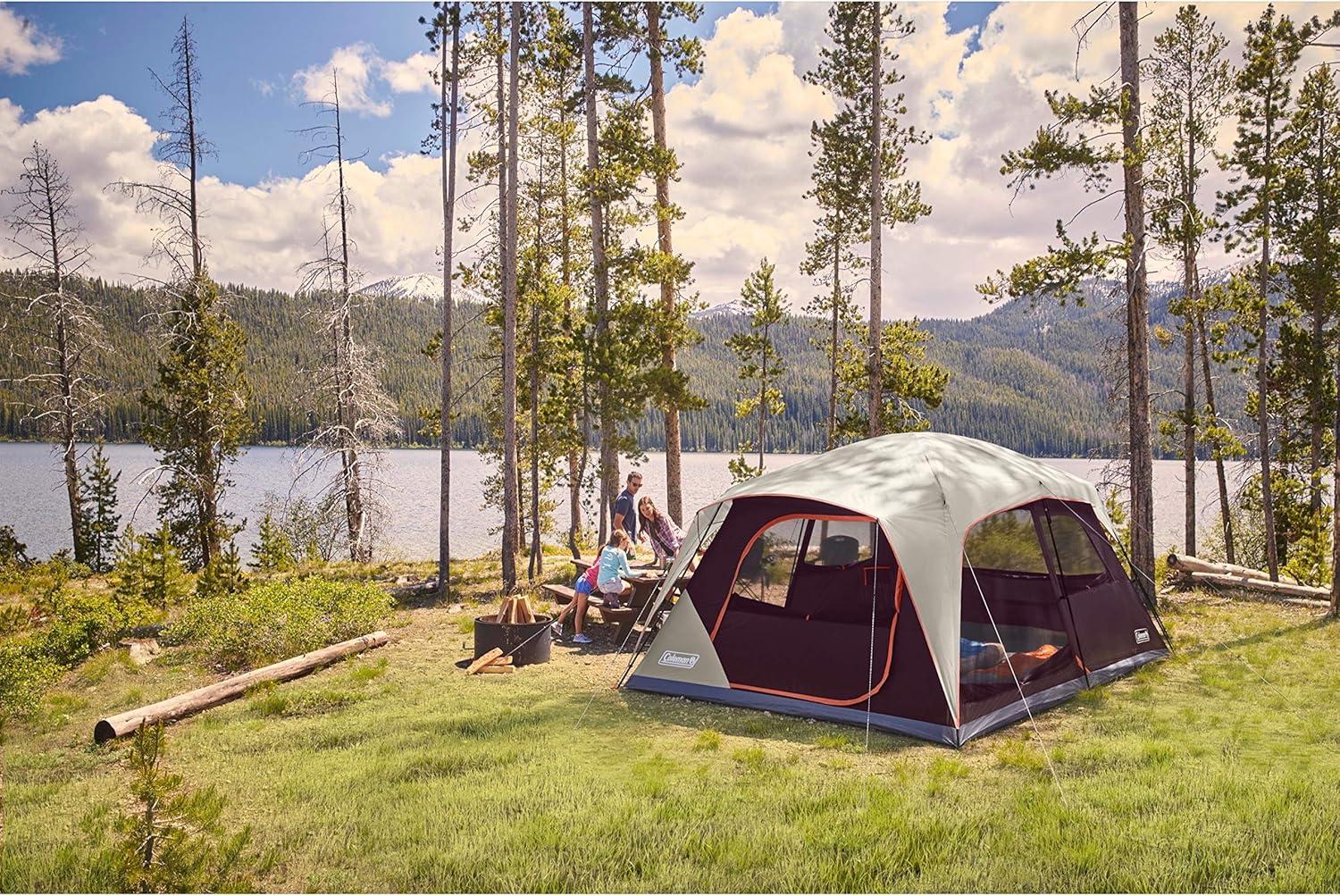 imageColeman Skylodge 10Person Family Tent Weatherproof XL Tent with Rainfly ampamp Room Divider Fits 4 QueenSized Airbeds Made of PFASFree MaterialsContains Pfas
