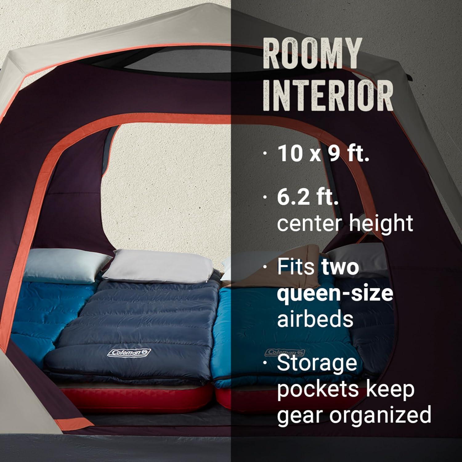 imageColeman Skylodge Instant Tent with Rainfly 468 Person Family Tent Sets Up in a Minute Includes PreAttached Poles ampamp Carry Bag Made of PFASFree Materials6person