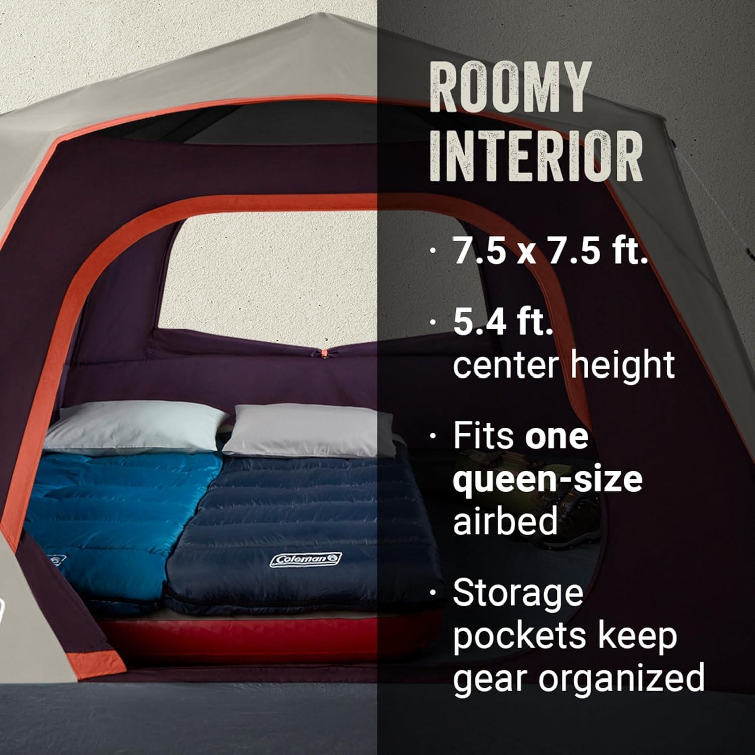 imageColeman Skylodge Instant Tent with Rainfly 468 Person Family Tent Sets Up in a Minute Includes PreAttached Poles ampamp Carry Bag Made of PFASFree Materials4person