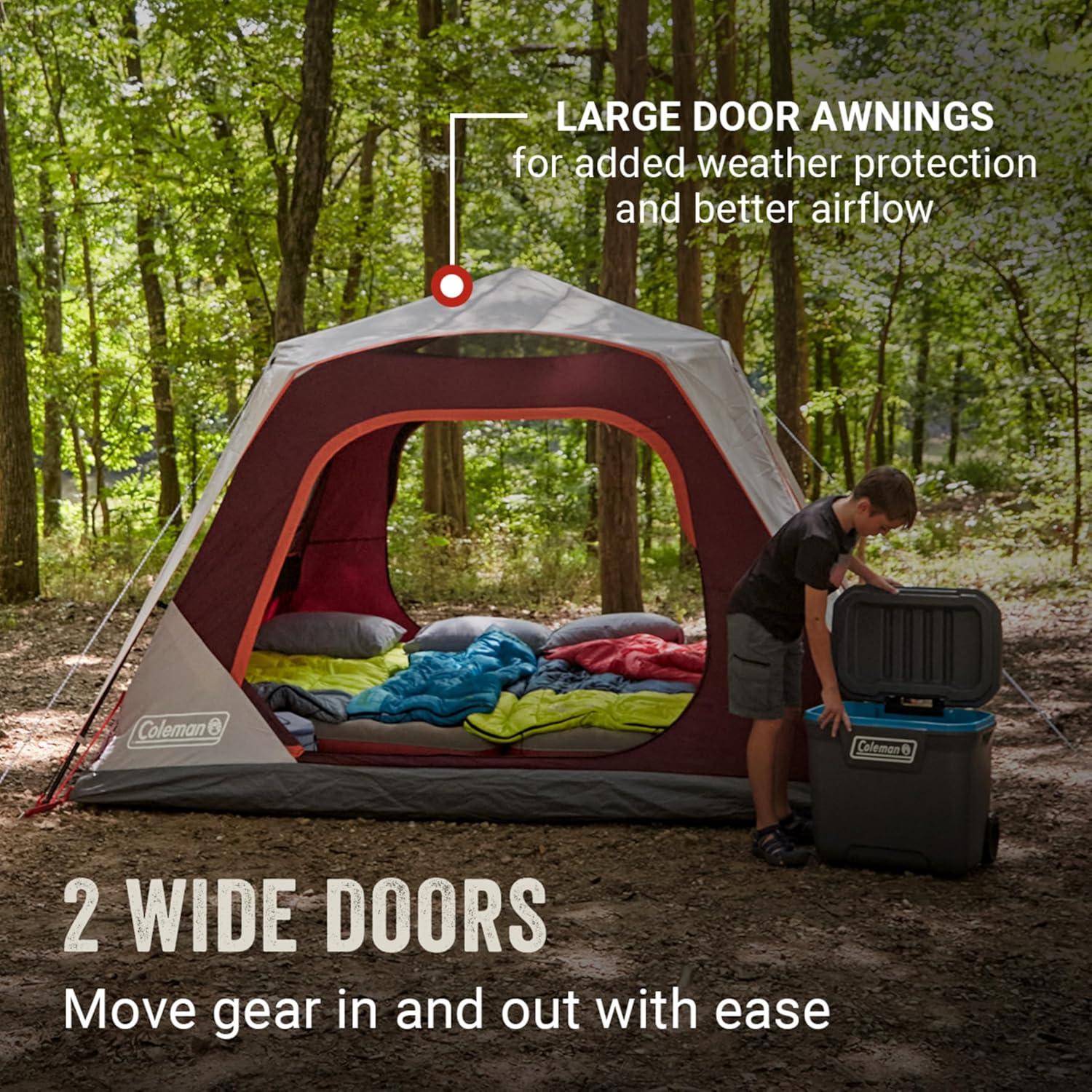 imageColeman Skylodge Instant Tent with Rainfly 468 Person Family Tent Sets Up in a Minute Includes PreAttached Poles ampamp Carry Bag Made of PFASFree Materials6person