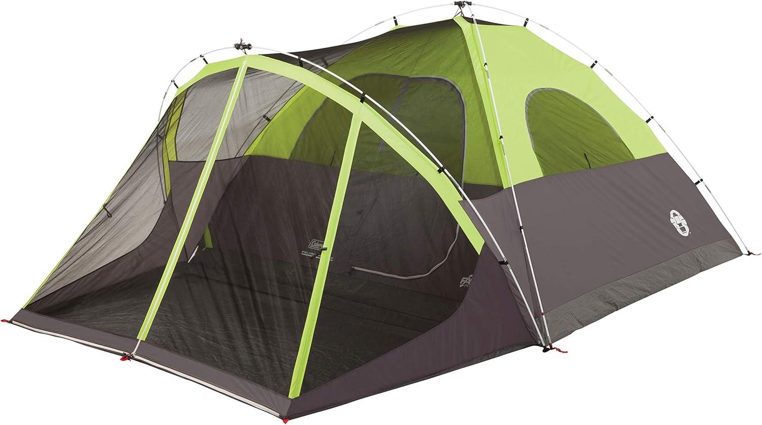 imageColeman Steel Creek 6Person Tent with Screened Porch ampamp Integrated Rainfly Weatherproof Tent with Screen Room Sets Up in Minutes Fits QueenSize AirbedContains Pfas