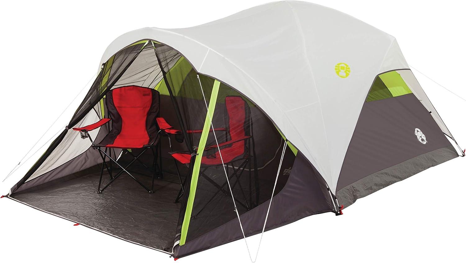 imageColeman Steel Creek 6Person Tent with Screened Porch ampamp Integrated Rainfly Weatherproof Tent with Screen Room Sets Up in Minutes Fits QueenSize AirbedContains Pfas