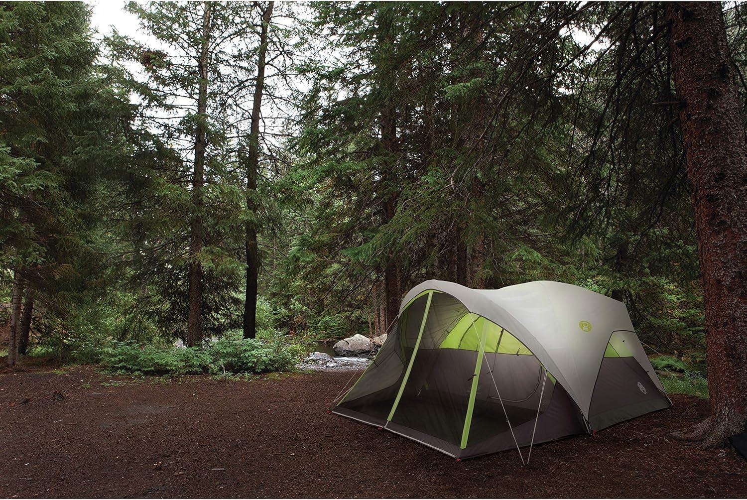 imageColeman Steel Creek 6Person Tent with Screened Porch ampamp Integrated Rainfly Weatherproof Tent with Screen Room Sets Up in Minutes Fits QueenSize AirbedContains Pfas
