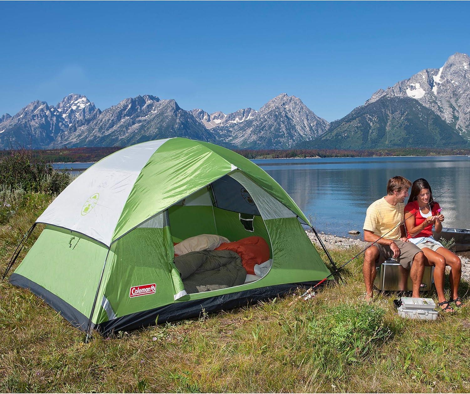 imageColeman Sundome Camping Tent with Rainfly 2346 Person Tent Sets Up in 10 Mins Weatherproof Shelter for Camping Festivals Backyard Sleepovers ampamp MorePalm Green