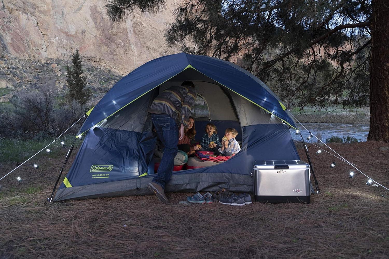 imageColeman Sundome Camping Tent with Rainfly 2346 Person Tent Sets Up in 10 Mins Weatherproof Shelter for Camping Festivals Backyard Sleepovers ampamp MoreNavy Blue