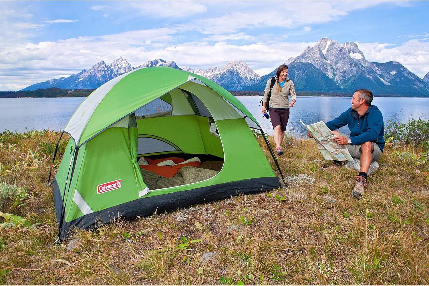 imageColeman Sundome Camping Tent with Rainfly 2346 Person Tent Sets Up in 10 Mins Weatherproof Shelter for Camping Festivals Backyard Sleepovers ampamp MorePalm Green