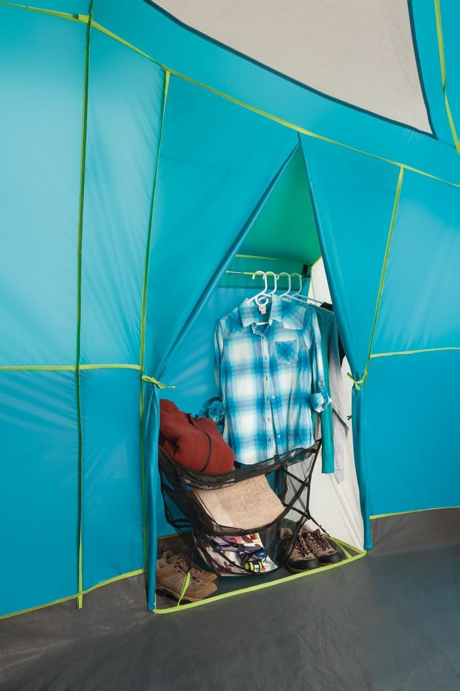imageColeman Tenaya Lake 8Person Cabin Tent with Builtin Closet FastPitch Tent Sets Up in Under 10 Mins Family Tent with Rainfly ampamp Wheeled Carry BagPfasfree