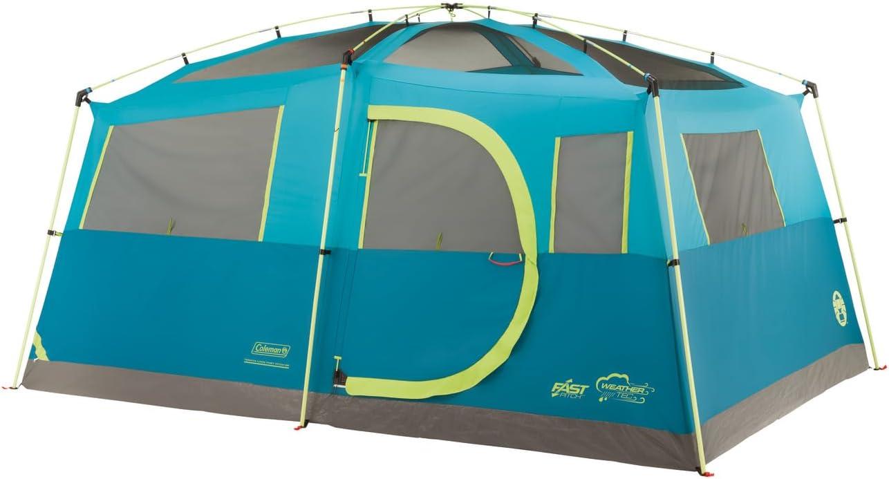 imageColeman Tenaya Lake 8Person Cabin Tent with Builtin Closet FastPitch Tent Sets Up in Under 10 Mins Family Tent with Rainfly ampamp Wheeled Carry BagPfasfree