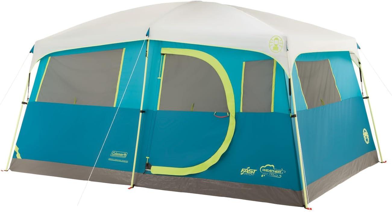 imageColeman Tenaya Lake 8Person Cabin Tent with Builtin Closet FastPitch Tent Sets Up in Under 10 Mins Family Tent with Rainfly ampamp Wheeled Carry BagPfasfree