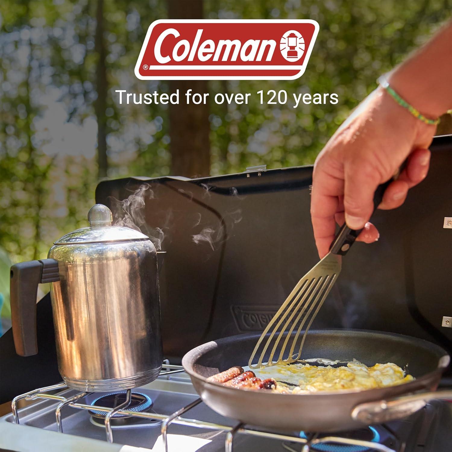 imageColeman Triton 2Burner Propane Camping Stove with InstaStart Ignition Portable Camping Cooktop with 2 Adjustable Burners ampamp Wind Guards 22000 BTUs of Power for Camping Tailgating Grilling