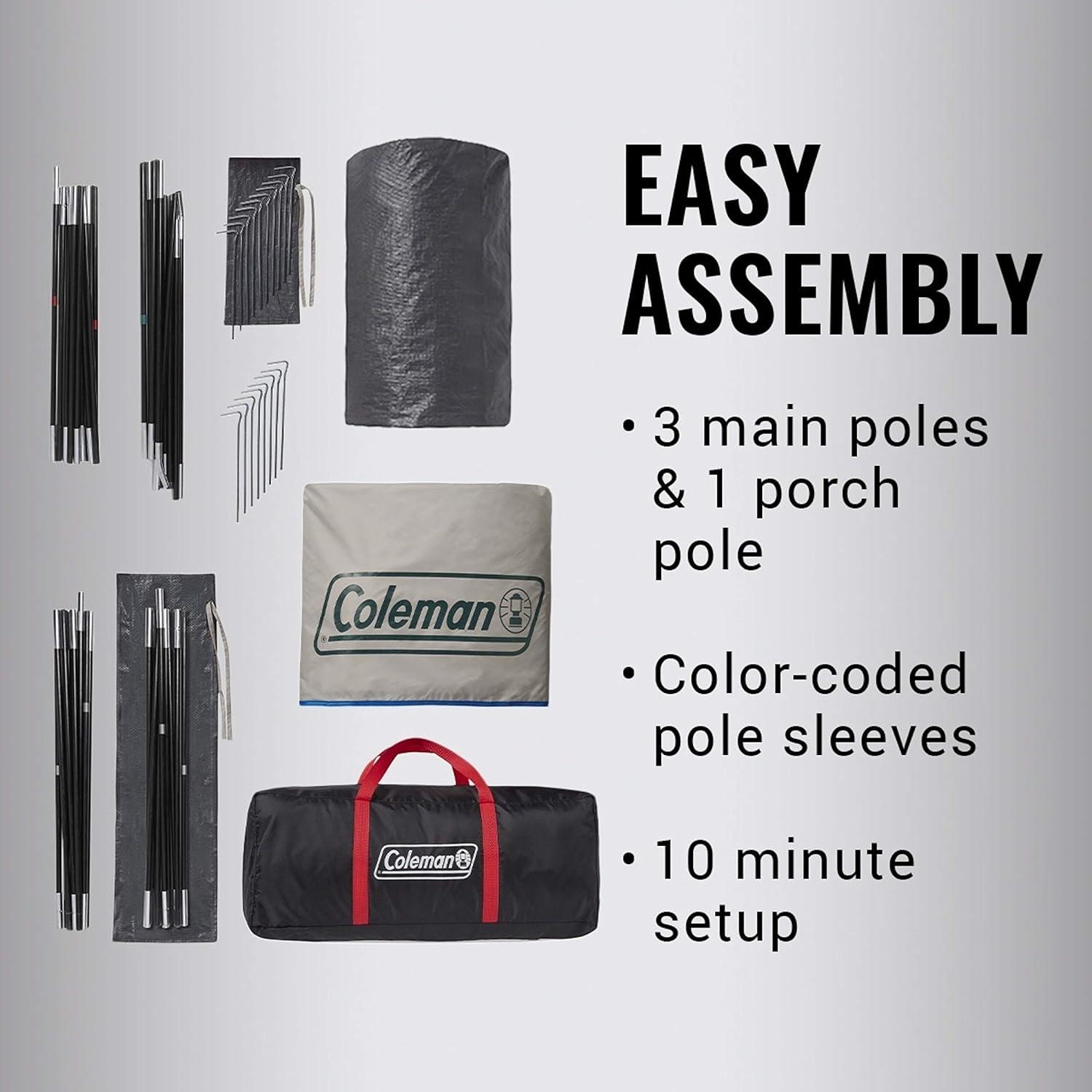 imageColeman Weatherproof 4Person Cabin Tent with Screened Porch Screen Room Adds 35 More Space Rainfly Included 10Minute SetupContains Pfas