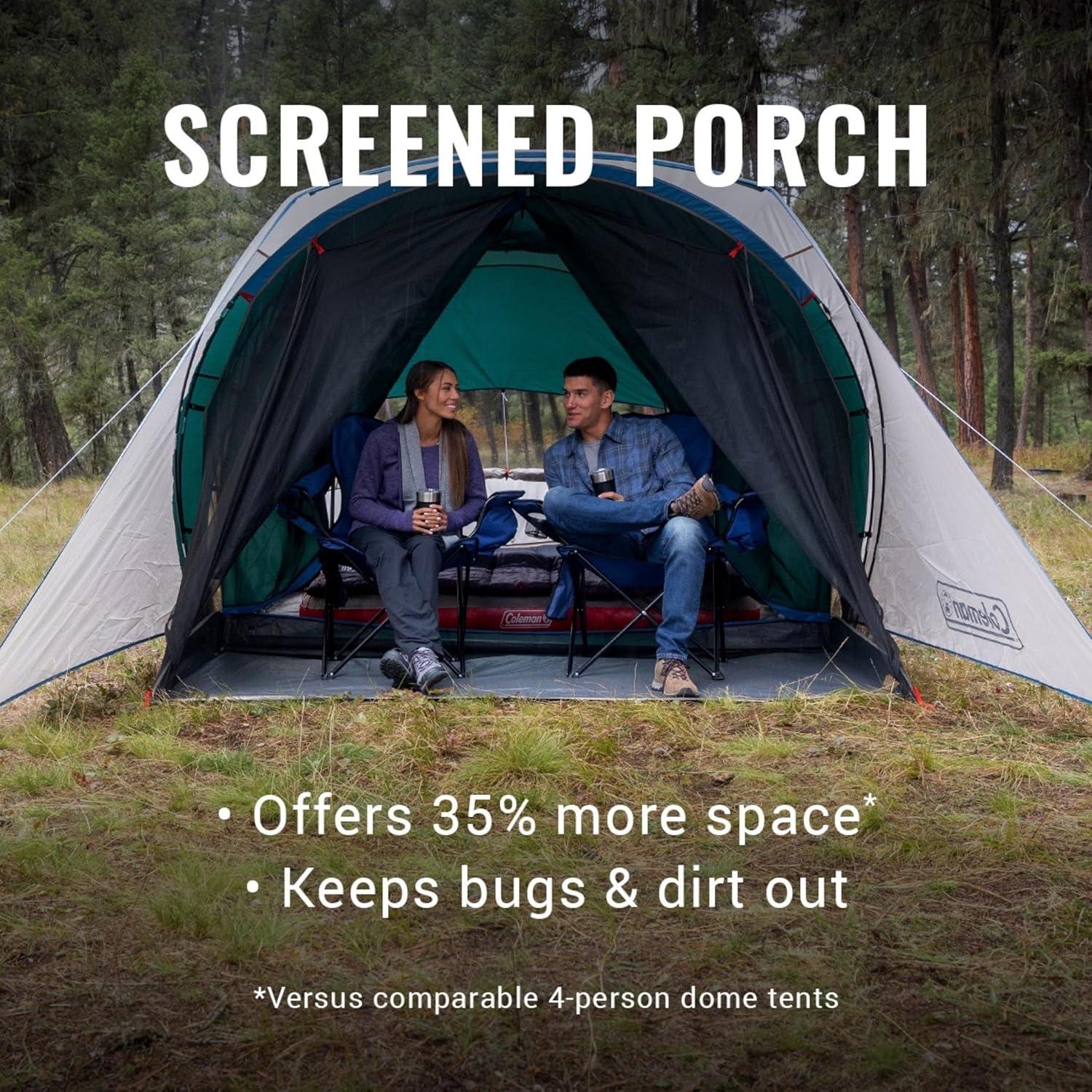 imageColeman Weatherproof 4Person Cabin Tent with Screened Porch Screen Room Adds 35 More Space Rainfly Included 10Minute SetupPfasfree
