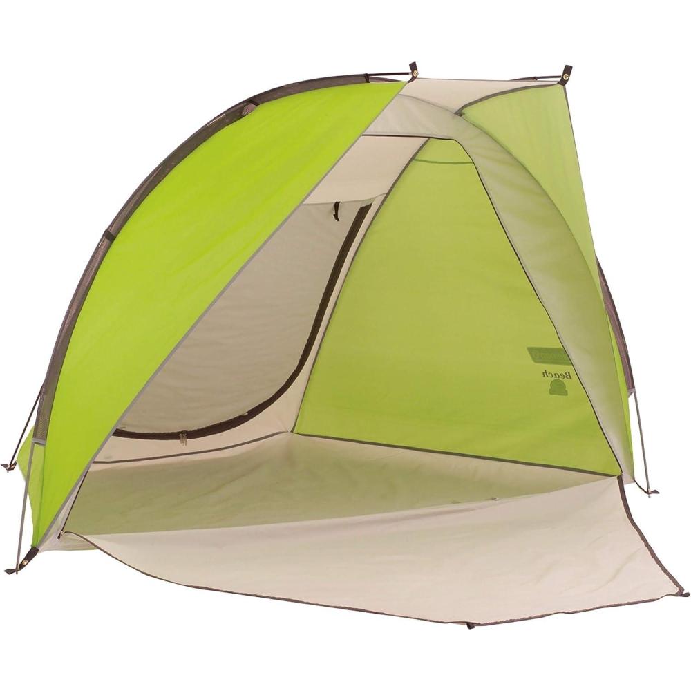 imageColeman Beach Shade Canopy Tent Lightweight ampamp Portable Beach Shade Sets Up in 5 Minutes UPF 50 Sun Protection Includes Sand Bags ampamp Stakes to Withstand Wind Great for Park Yard PicnicsGreen