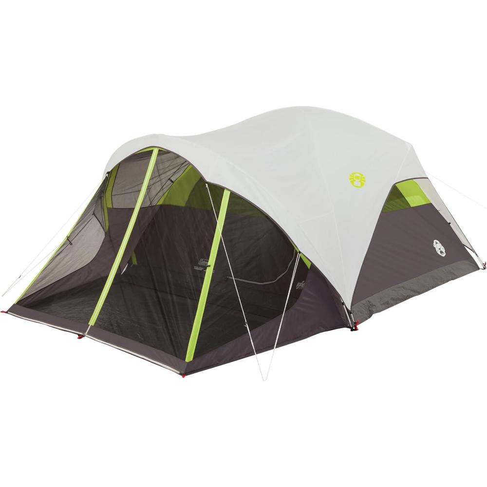 imageColeman Steel Creek 6Person Tent with Screened Porch ampamp Integrated Rainfly Weatherproof Tent with Screen Room Sets Up in Minutes Fits QueenSize AirbedPfasfree