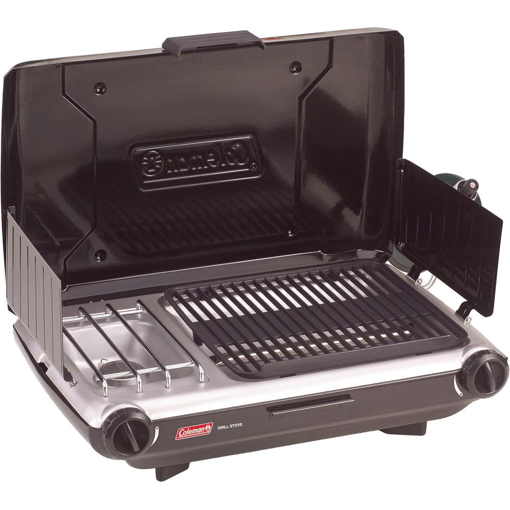 imageColeman Tabletop 2in1 Camping GrillStove 2Burner Propane Grill ampamp Stove with Adjustable Burners ampamp 20000 BTUs of Power Great for Camping Tailgating GrillingContains PFAS