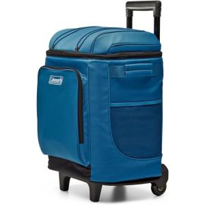 Coleman 42-Can Soft Rolling Cooler with Wheels, Leak-Proof Portable Insulated Chiller with 12+ Hour Ice Retention, Made with Recycled Materials(Blue)