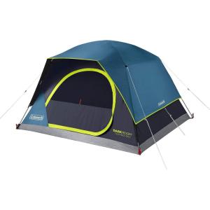 Coleman 4/6/8/10 Person Skydome Dark Room Tent with Rainfly, 5 Minute Setup, Blocks 90% of Sunlight, 20% More Headroom Than Traditional Tents(4-person)