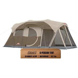 Coleman 6-Person WeatherMaster Camping Tent with Screened Porch, Weatherproof Tent with Screen Room, Rainfly & Carry Bag Included, Made Without PFAS Chemicals(Pfas-free)